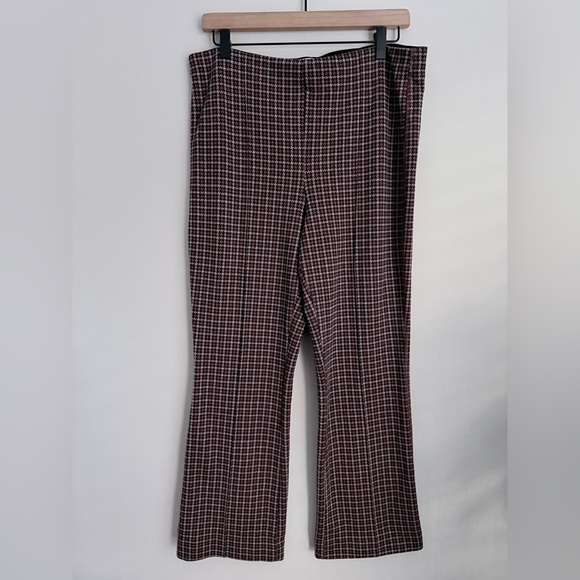 Anthropologie Maeve The Margot flare cropped pants houndstooth L - Picture 4 of 8